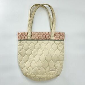 Cinda B Nylon Quilted Neutral Cream Bucket Tote Bag Made in USA Casual Everyday